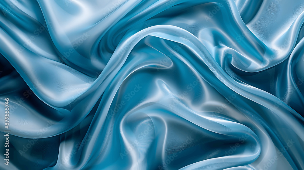Soft abstract background with silky fabric patterns in blue and silver Soft abstract background with silky fabric patterns in blue and silver