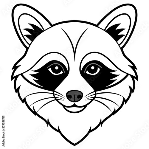 High-Quality Raccoon Head Silhouette Line Art Vector Illustration Design. photo