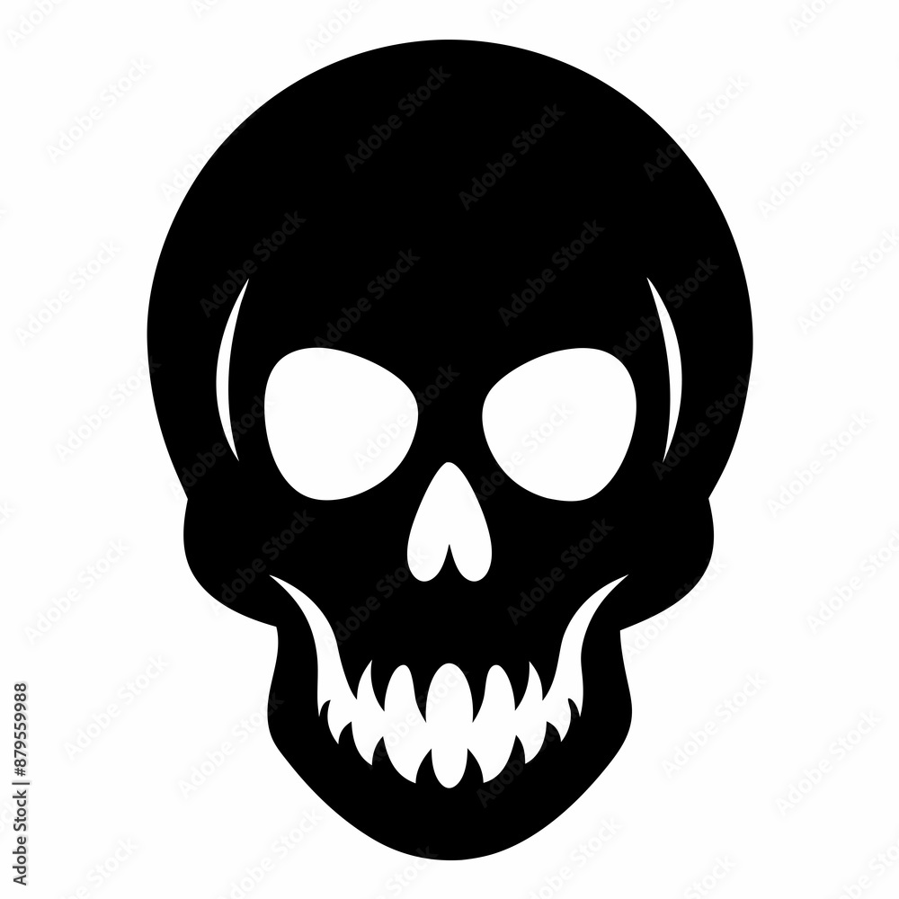Skull vector illustration, Halloween skull vector art, skull silhouette, skull and crossbones