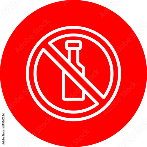 No Alcohol Vector Line White Circle Red