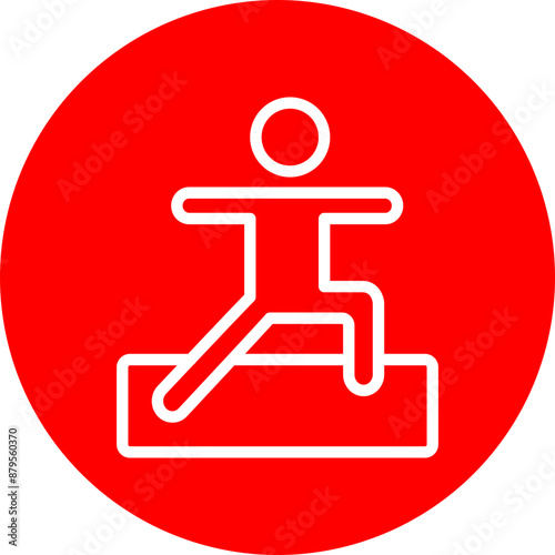 Yoga Vector Line White Circle Red