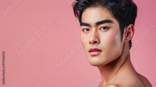 Handsome Man Against Pink Background