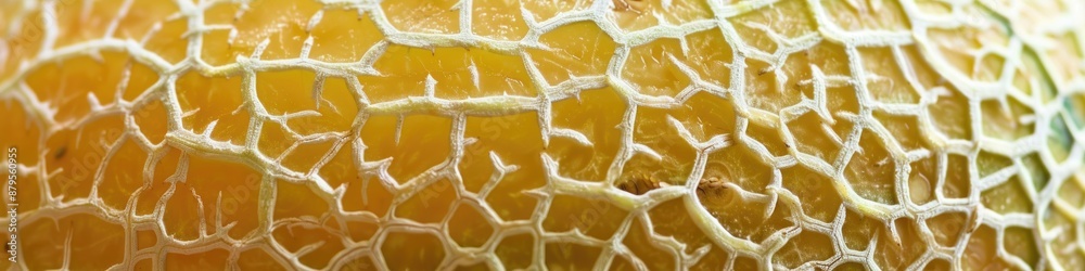 Macro textures on the skin of a whole melon against a dark background Macro textures on the skin of a whole melon against a dark background