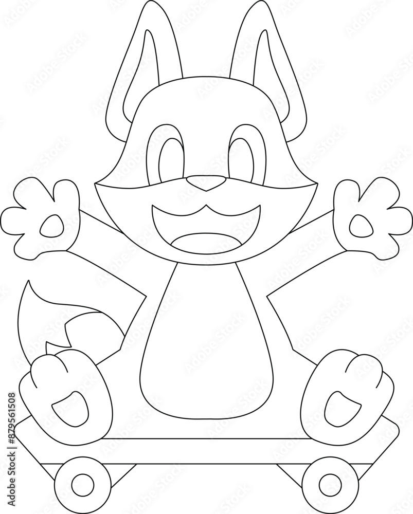 Obraz premium Fox Skater Skateboard Sports Animal Vector Graphic Art Illustration