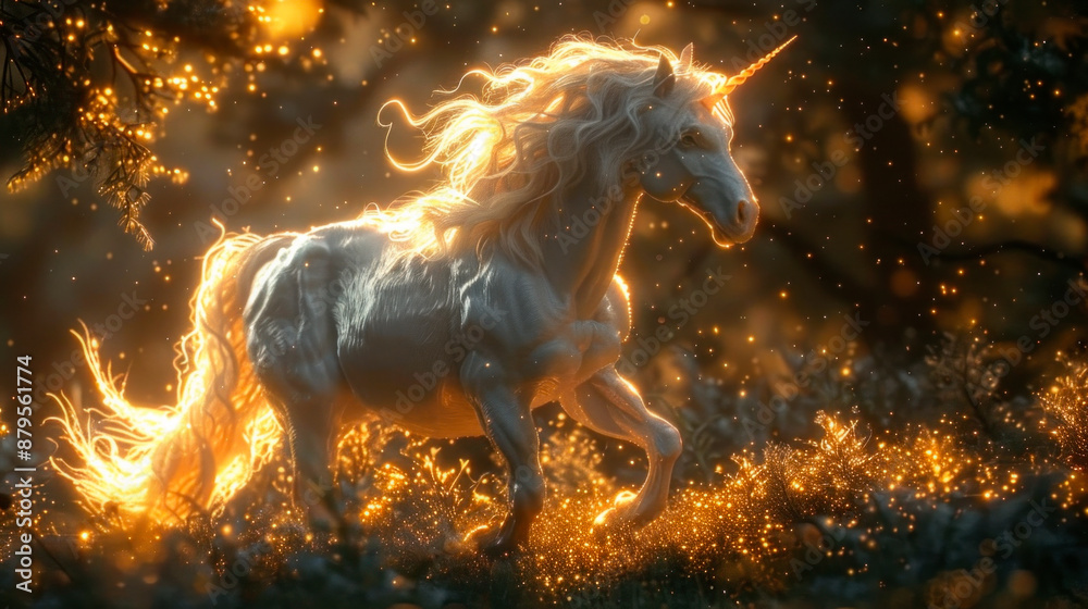 Unicorn running in the meadow Unicorn running in the meadow