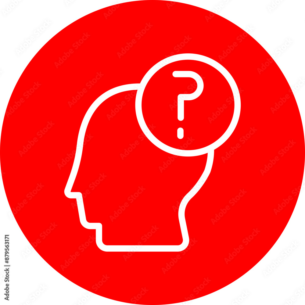 Thinking Vector Line White Circle Red Thinking Vector Line White Circle Red