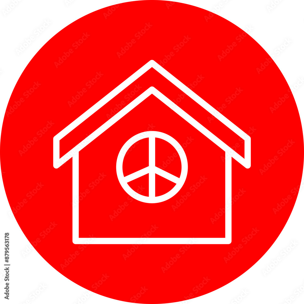 Obraz premium Living Vector Line White Circle Red