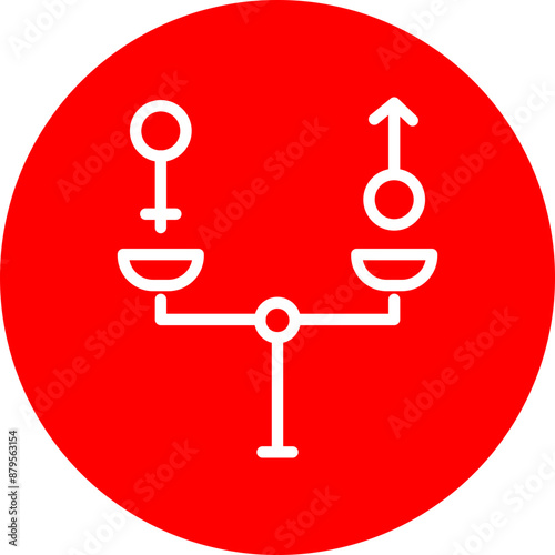 Gender Equality Vector Line White Circle Red