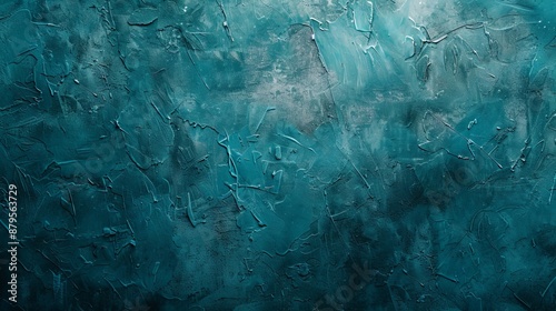 Vibrant teal and blue textured abstract artwork featuring rough, expressive paint strokes and varying shades, evoking feelings of depth, turbulence, and introspection.