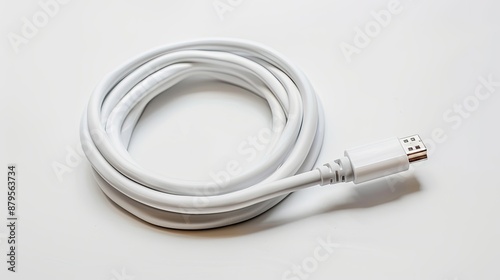 Isolated USB Type A to C cable, mobile data phone connector on white background