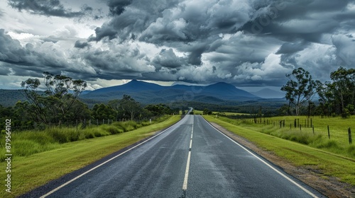 Matilda Highway disappearing into the distance under cloudy skies in Queensland