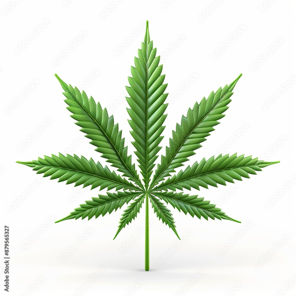 Single cannabis leaf against white background Single cannabis leaf against white background