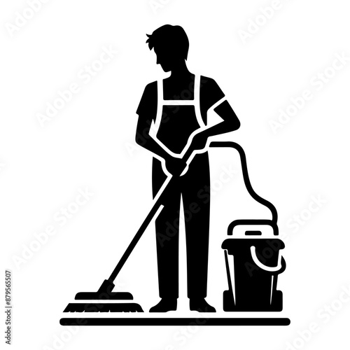 Cleaner Male and female silhouettes vector. Cleaner icon silhouettes.
