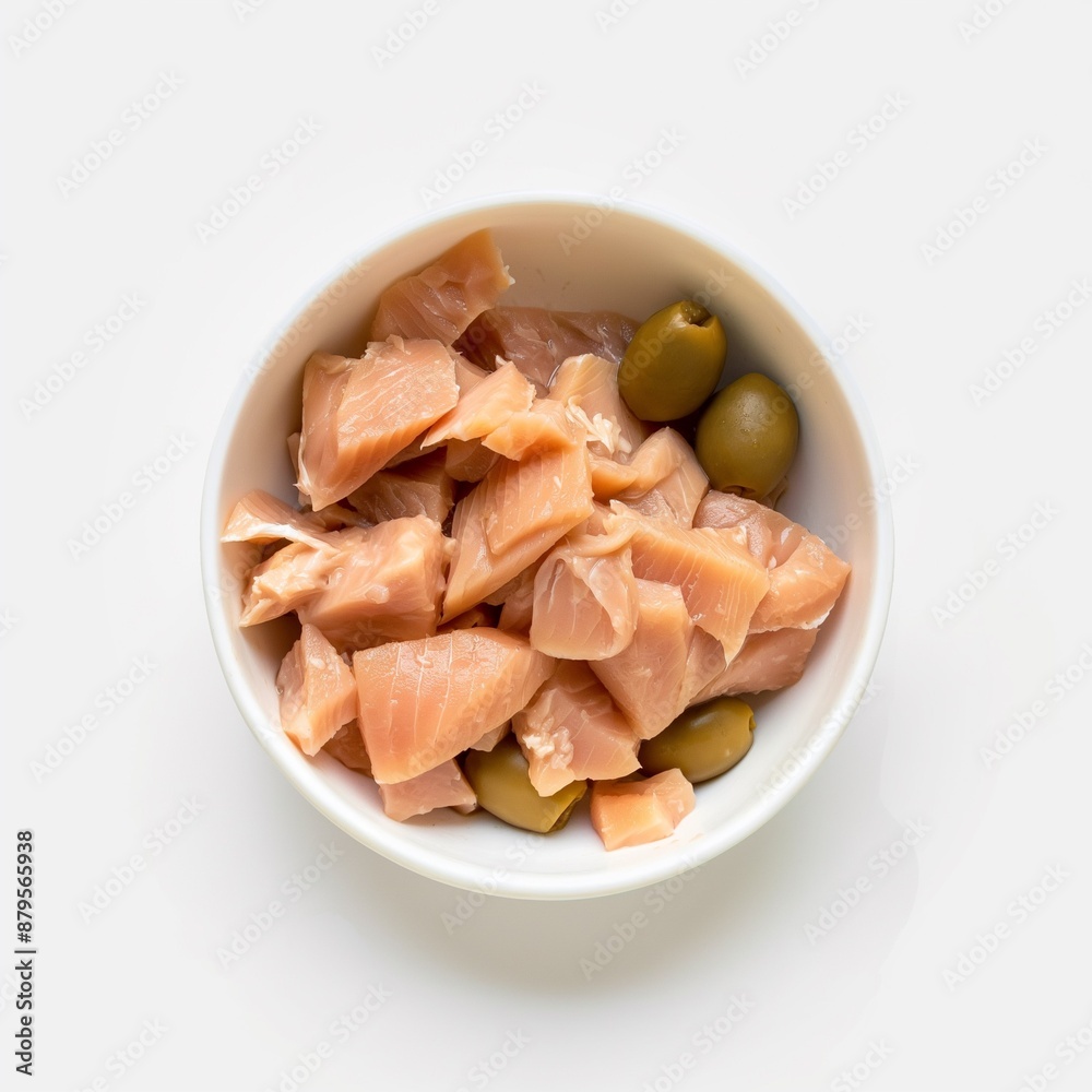 Appetizing bowl of canned tuna with olives, highlighting its delicious and healthy attributes. Ideal for food blogs and culinary websites. Appetizing bowl of canned tuna with olives, highlighting its delicious and healthy attributes. Ideal for food blogs and culinary websites.