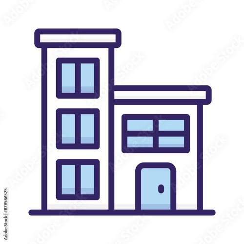 An editable vector of office building in flat style, easy to use icon of commercial building