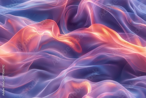 Abstract Background with Glowing Waves and Shimmering Particles