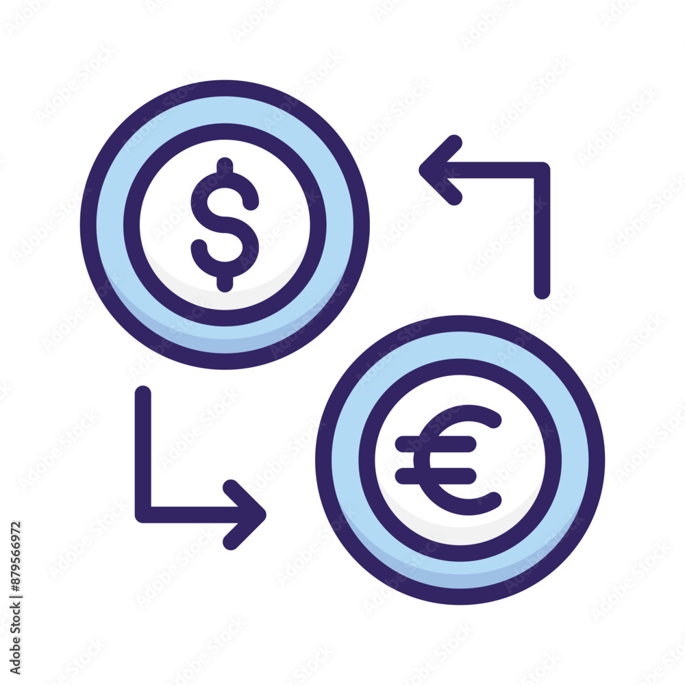 Circular arrows connecting dollar and euro symbols, indicating currency exchange or conversion Circular arrows connecting dollar and euro symbols, indicating currency exchange or conversion