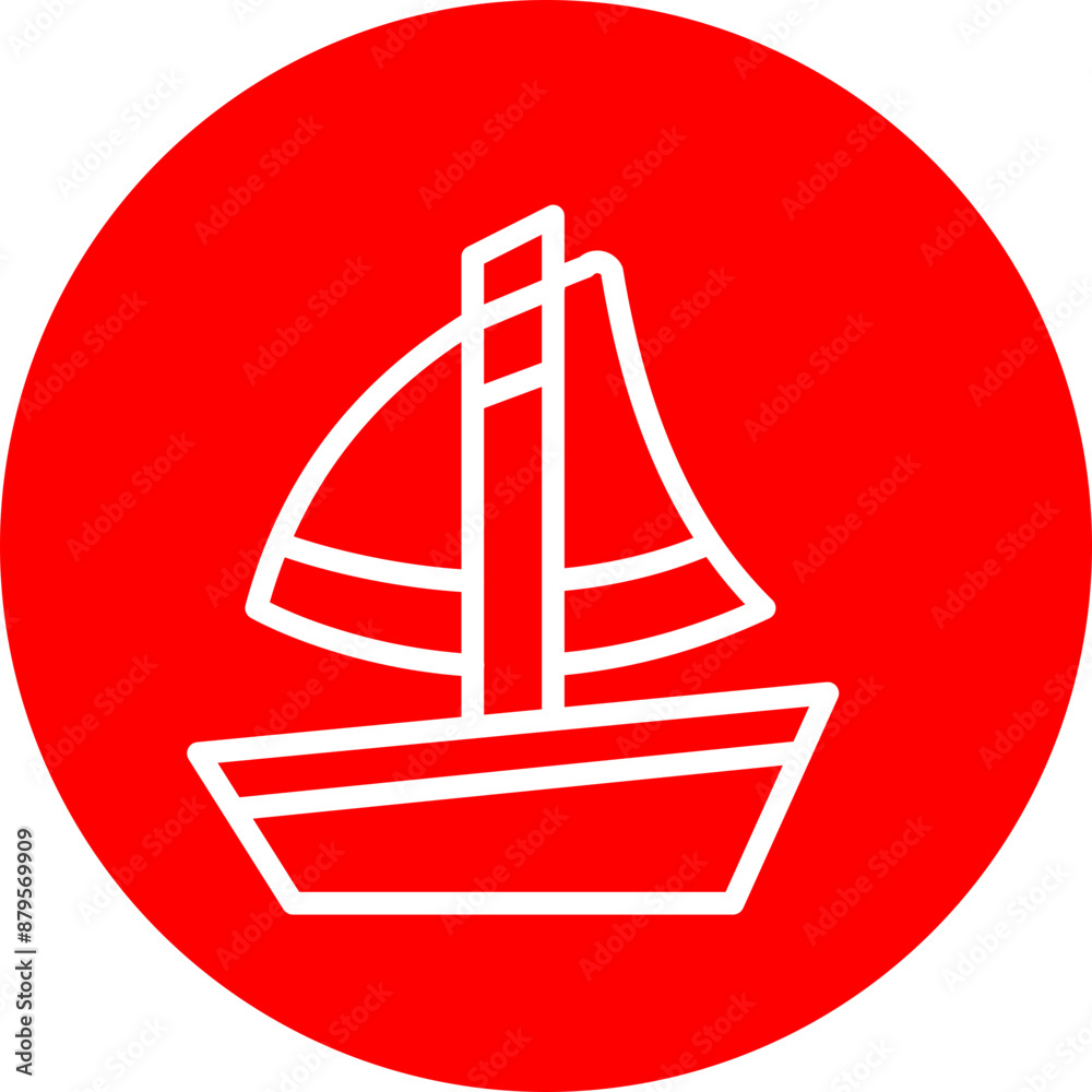 Yacht Vector Line White Circle Red Yacht Vector Line White Circle Red