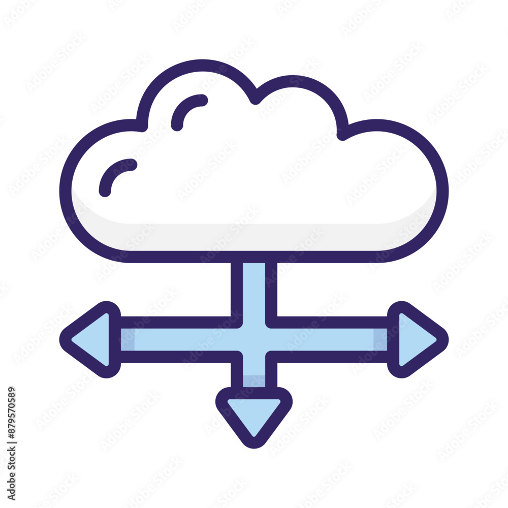 An icon representing cloud-based data distribution and network connectivity solutions An icon representing cloud-based data distribution and network connectivity solutions