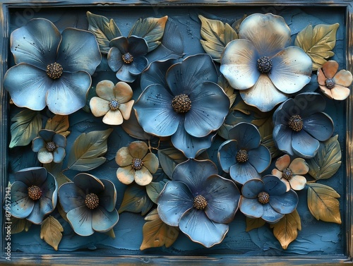 Blue Flower Art Wall Decoration   Handcrafted Home Accents © Gayan