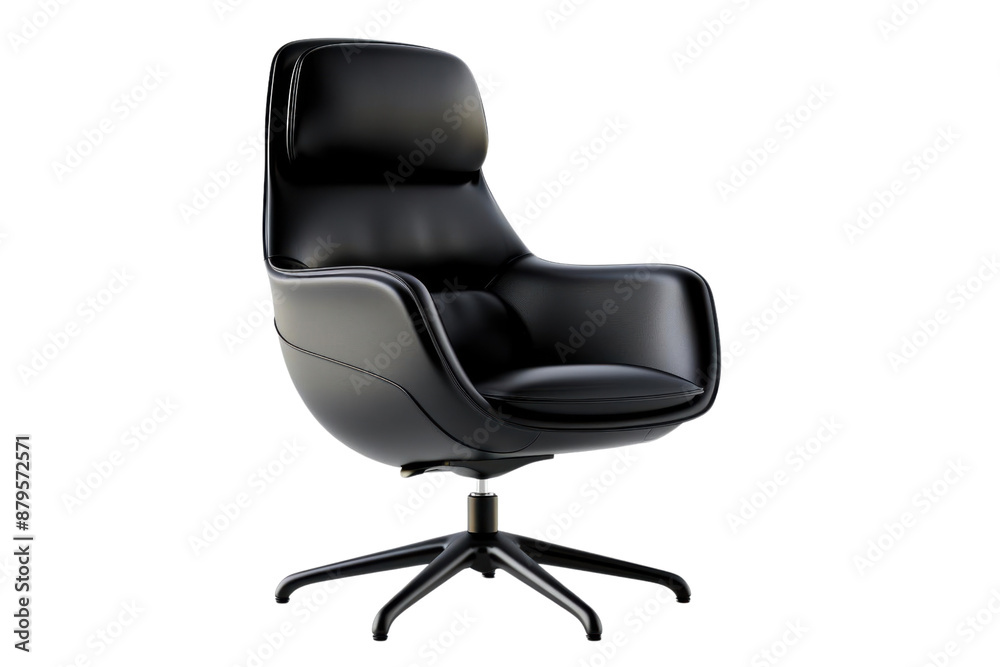 Sleek black leather office chair with armrests on a modern swivel base. Ideal for professional workspace and home office settings. Sleek black leather office chair with armrests on a modern swivel base. Ideal for professional workspace and home office settings.