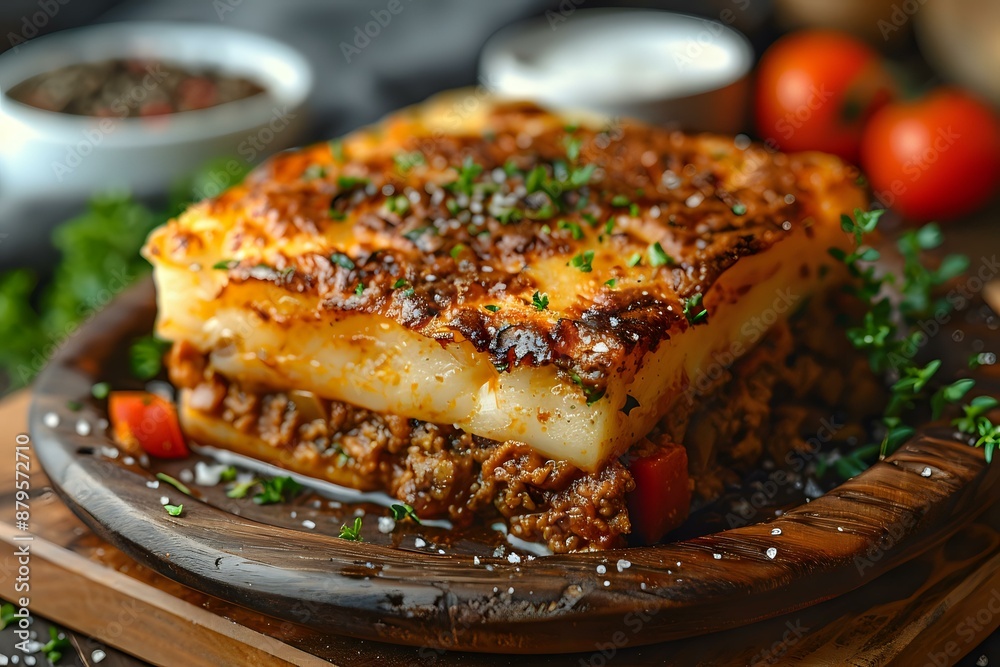 Close-up of a hearty lasagna slice with rich meat sauce and melted cheese. Ideal for food, culinary, and Italian cuisine projects. Close-up of a hearty lasagna slice with rich meat sauce and melted cheese. Ideal for food, culinary, and Italian cuisine projects.