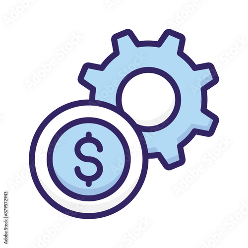 Dollar coin with cogwheel showing concept vector of money management