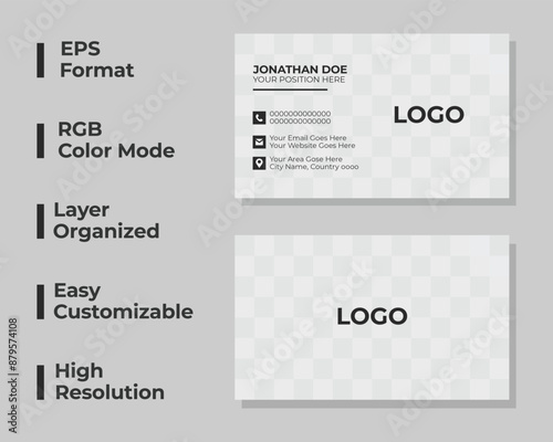 Minimal business card, modern personal visiting card, simple personal card, creative business card template, layout, set photo