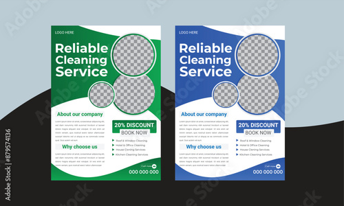 Modern Cleaning service agency editable flyer, leaflet, poster and home service, Housekeeping, wash, clean or home repair service marketing flyer background print template design 