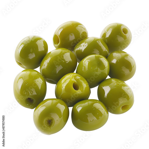 Green olives isolated on transparent or white background