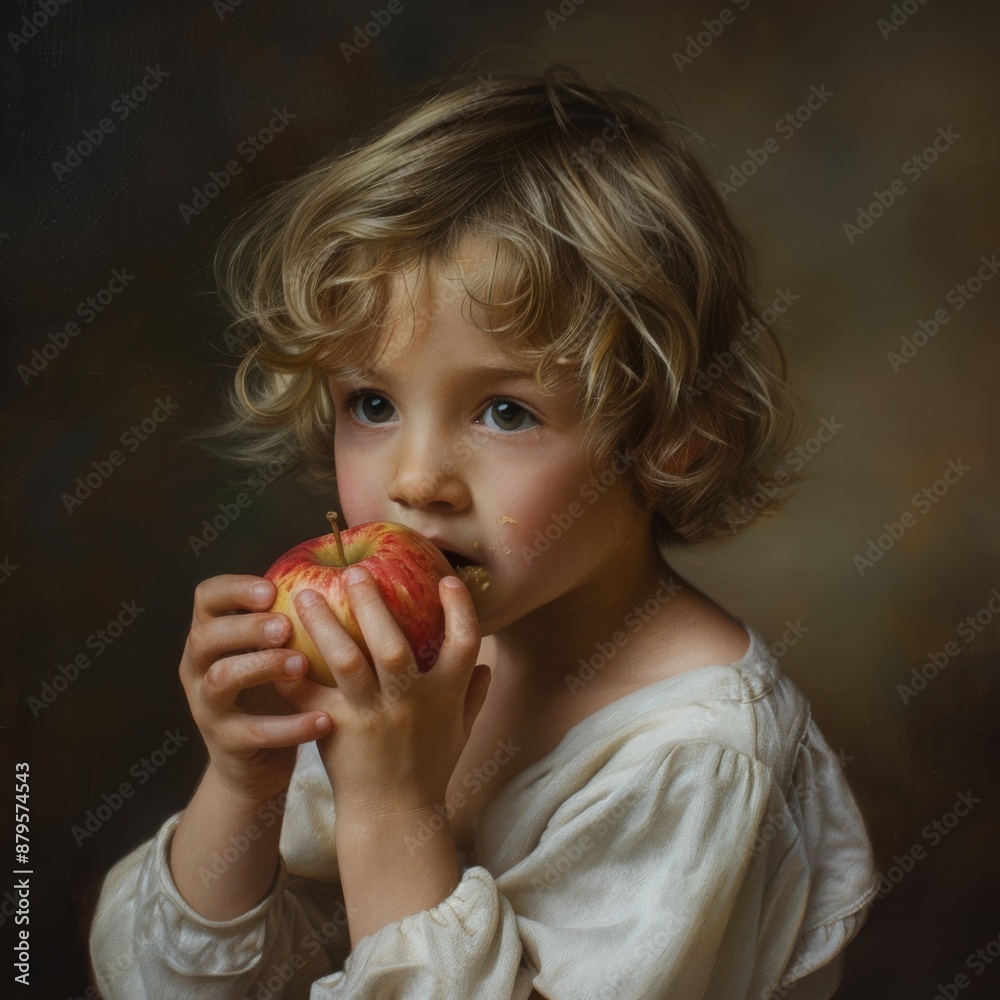 Young Boy with a Delicious Apple Young Boy with a Delicious Apple