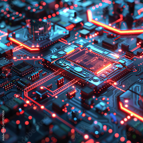 Visualization of AI representation, monitoring system, neon,