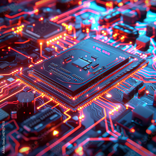 Visualization of AI representation, monitoring system, neon,
