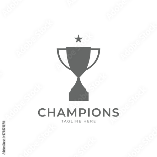 Trophy with start logo icon design template flat vector illustration, Award Winner logo design template