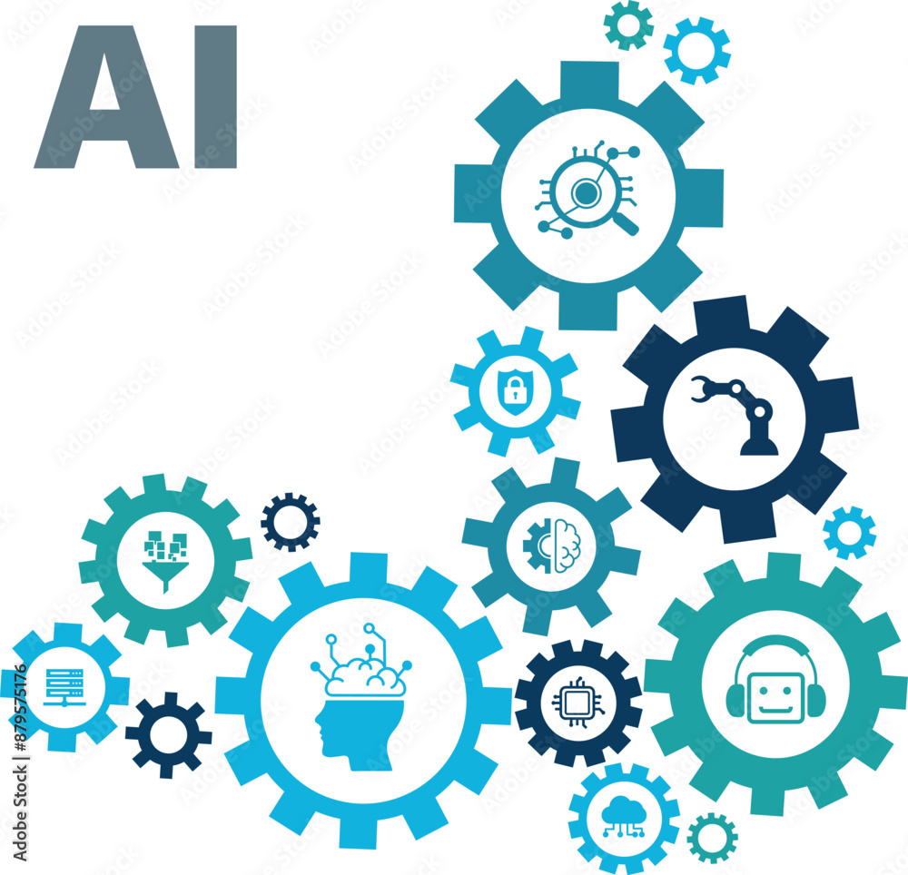 Ai technology, Artificial Intelligence. Artificial intelligence icon set. Containing machine learning, data science, AI, virtual assistant, generative AI, technology, Turing test and more. Ai technology, Artificial Intelligence. Artificial intelligence icon set. Containing machine learning, data science, AI, virtual assistant, generative AI, technology, Turing test and more.