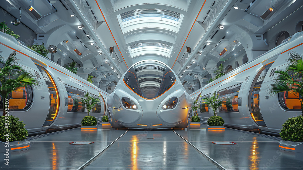 Fototapeta premium Futuristic High-Speed Train Station