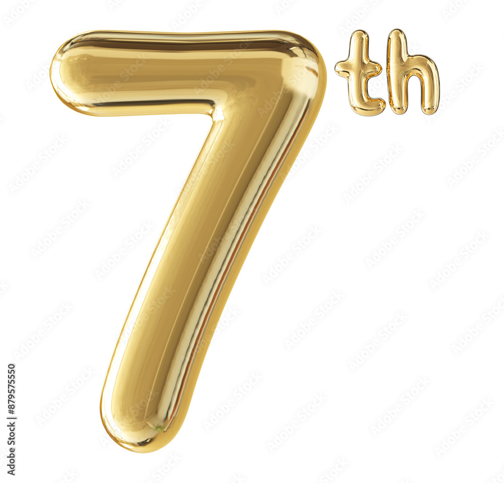 7th Anniversary Gold Number 3D 7th Anniversary Gold Number 3D