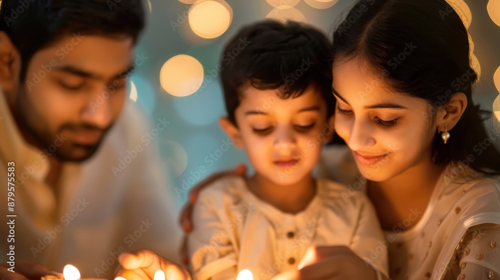 Family making eco-friendly Diwali lanterns together using recycled materials, with warm lighting and festive decorations. Family making eco-friendly Diwali lanterns together using recycled materials, with warm lighting and festive decorations.