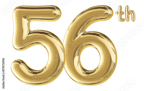 56th Anniversary Gold Number 3D
