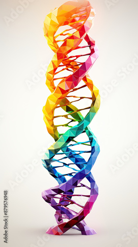 Abstract DNA helix with colorful neural connections, white background