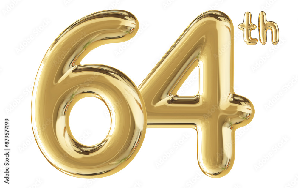 64th Anniversary Gold Number 3D 64th Anniversary Gold Number 3D