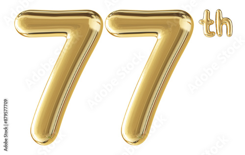 77th Anniversary Gold Number 3D