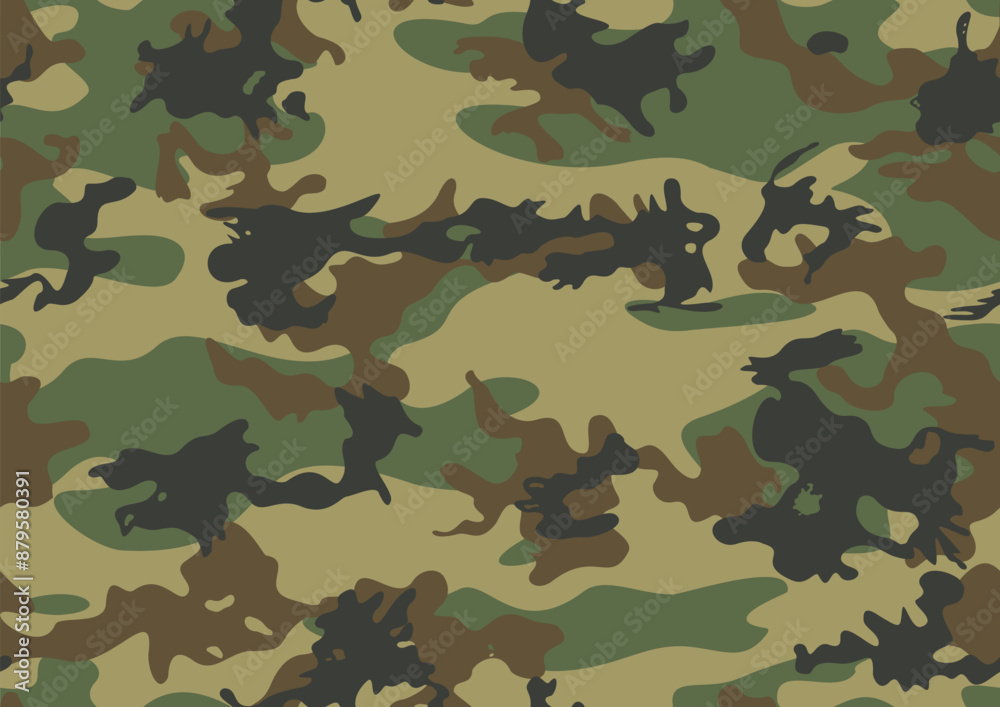 Fototapeta premium military camouflage texture, classic modern pattern, repeat background