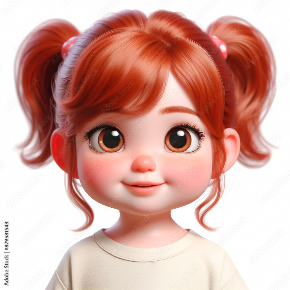 Cartoon portrait of a happy girl with big bright eyes. Children's illustrations for books, cards or other uses Cartoon portrait of a happy girl with big bright eyes. Children's illustrations for books, cards or other uses