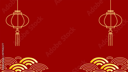 background illustration of Chinese lantern. material that can be used for Chinese New Year. The bottom is decorated with a wave pattern.