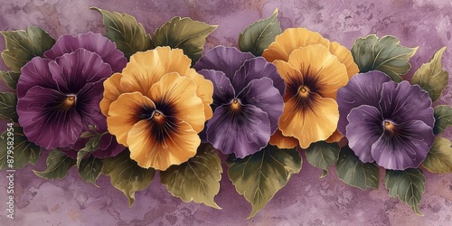 Wallpaper Mural Beautiful Yellow and Purple Flower Arrangement Decorates Wall Torontodigital.ca