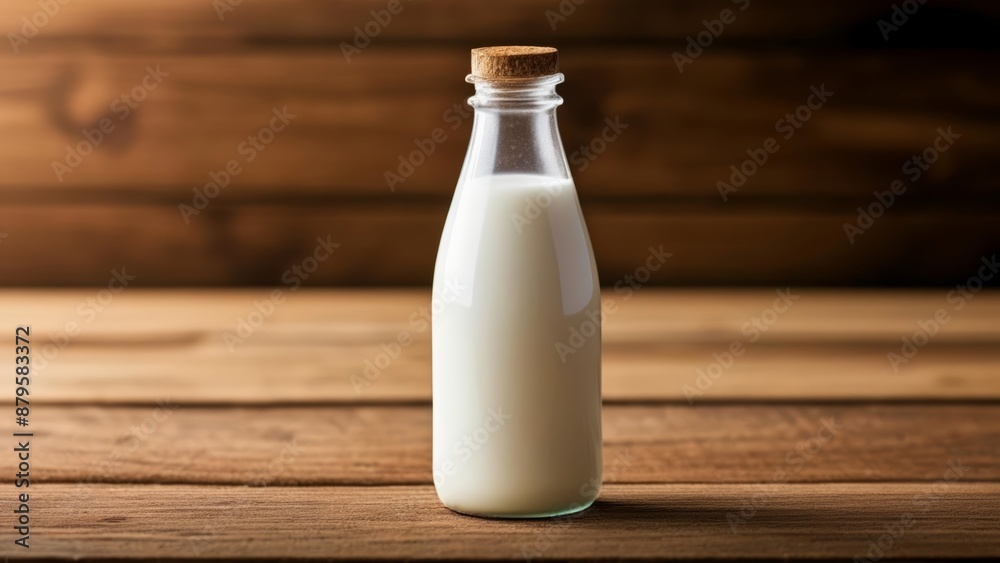 Fresh milk in a bottle ready to pour Fresh milk in a bottle ready to pour