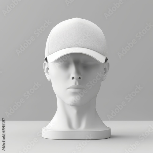 realistic white cap with mannequin mockup Job ID: a4fbb8fb-246c-47f8-83a7-af2b6c283d65 photo