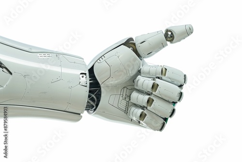 Stock photo of a robot hand giving a thumbs up against a transparent background