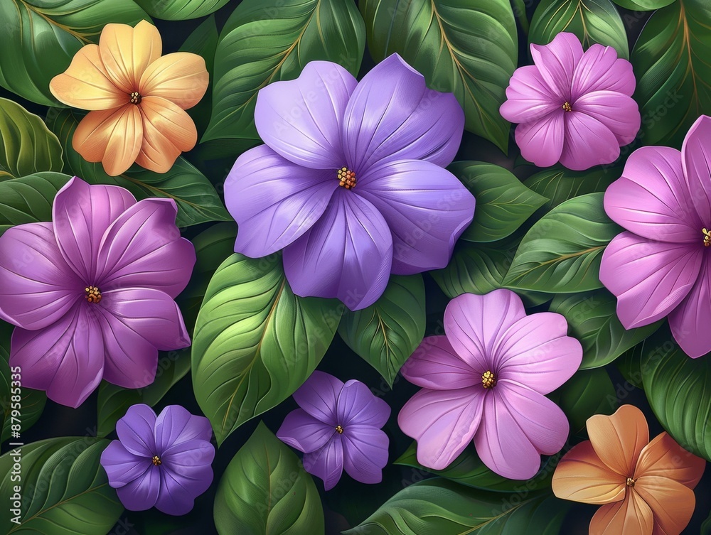 Vibrant Purple Flowers in a Lush Garden Vibrant Purple Flowers in a Lush Garden